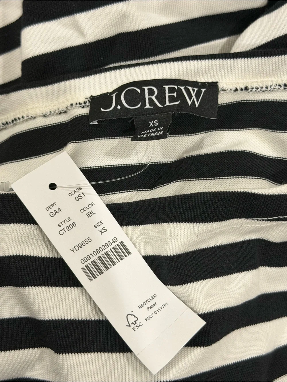 J. Crew Black and White Striped Sleeveless Mini Dress